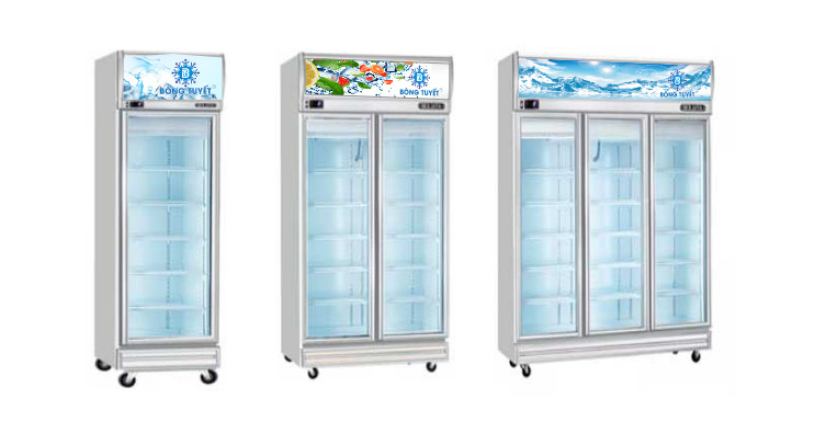 Tủ làm mát bằng không khí (Tủ trưng bày 1-2-3 cánh cửa) - Tủ Lạnh Công Nghiệp Bông Tuyết Việt Nam - Công Ty TNHH Điện Lạnh Bông Tuyết Việt Nam